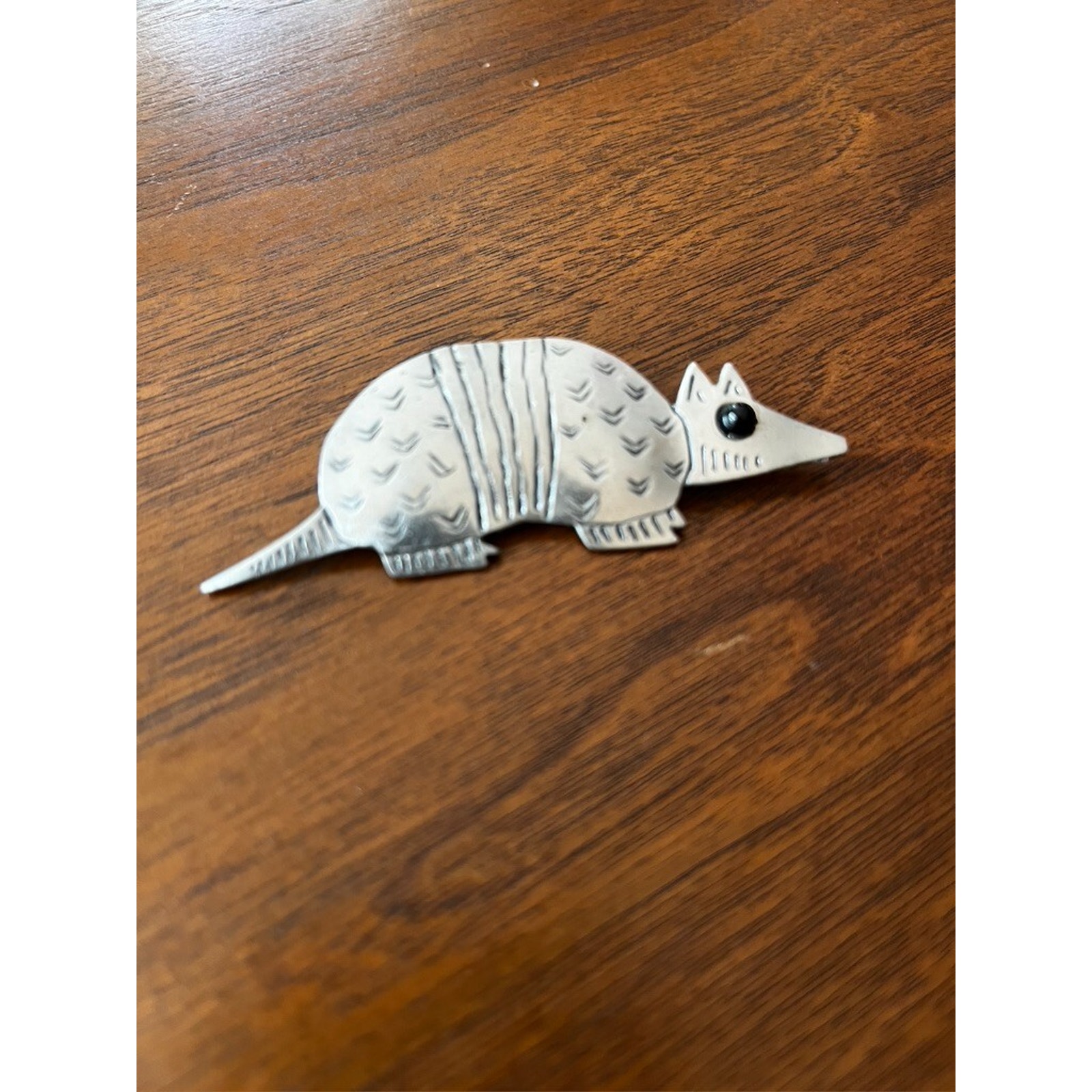 Jj Jonette Jewelry Armadillo Pin Brooch Hammered Pewter Animal Southwestern 1988 25$